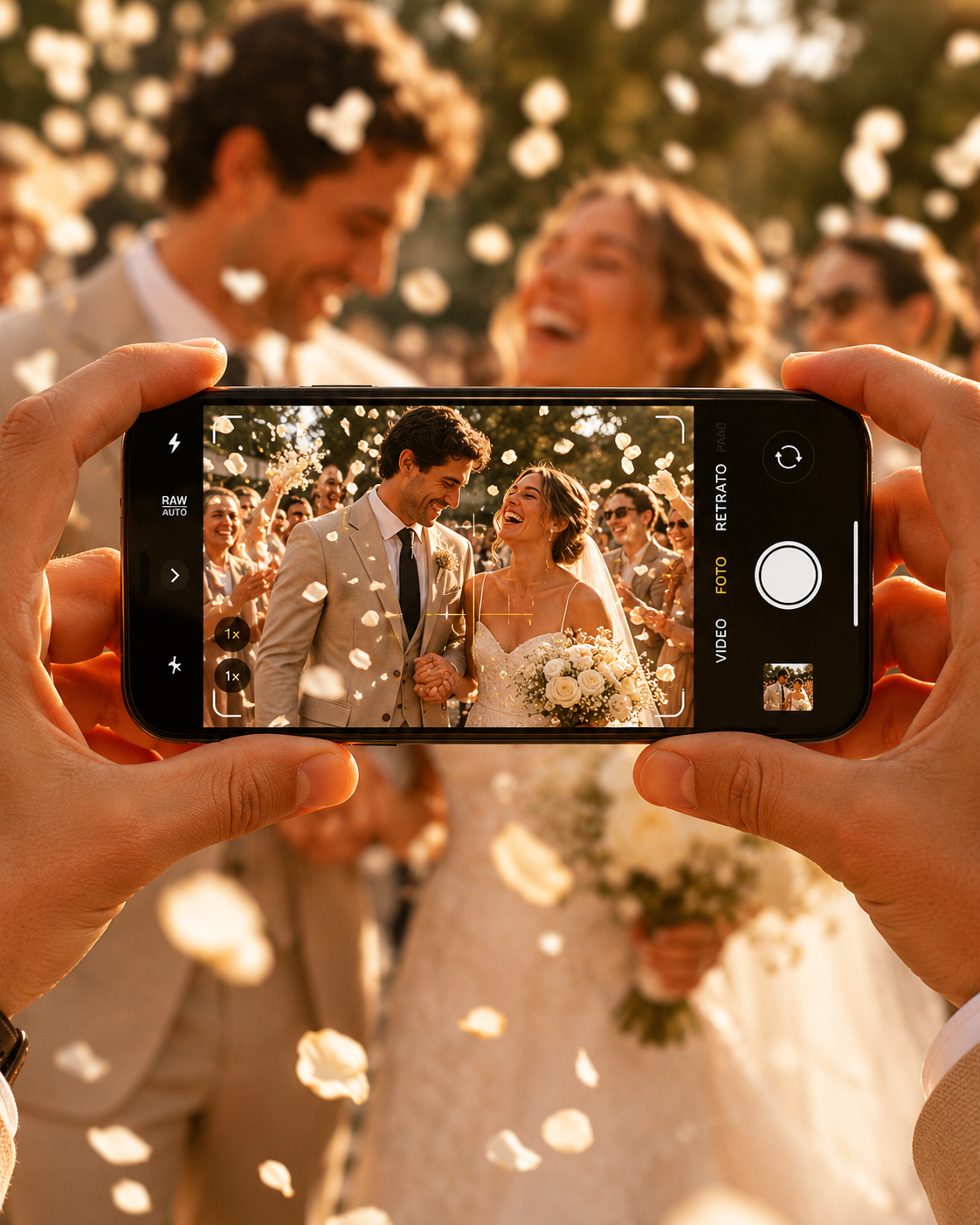 Boda: momentos capturados por invitados entre pétalos
